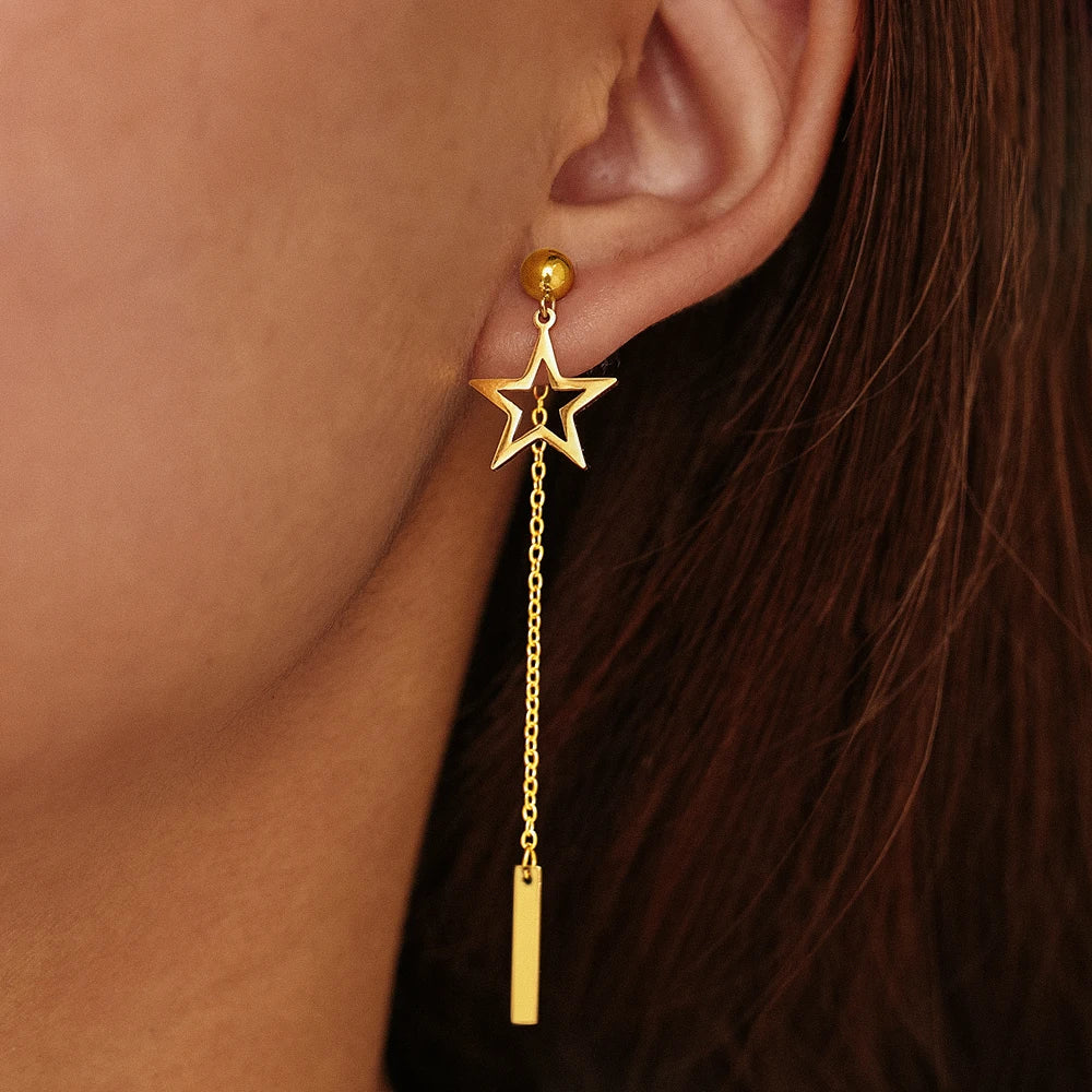 Boucles d'oreilles Étoiles Pendantes